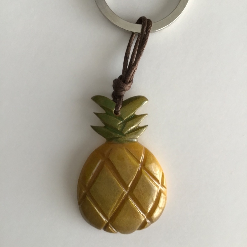 1 LEFT! NEW Pineapple Key Ring Chain Carved Tagua Nut Ecuador Hawaii Aloha HI - Picture 11 of 14